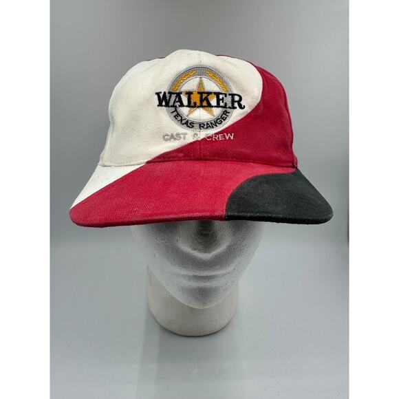 Walker Texas Ranger Cast & Crew Snap Back 90s Black White Red Swirl Adjustable - Picture 1 of 8